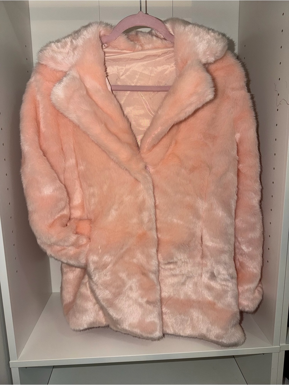 chic Peach Faux Fur Teddy Jacket